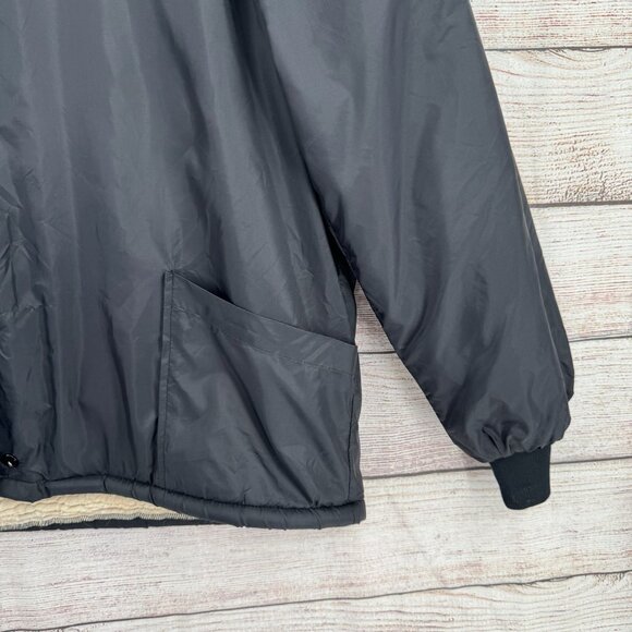 Vintage 80's Windjammer Sherpa‎ Lined Nylon Snap Down jacket Men's XL Black - Picture 6 of 14